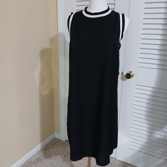 GIANI BINI Large Black Sleeveless Crew-Neck Lined A-Line Exposed Zipper Dress - Picture 4 of 12